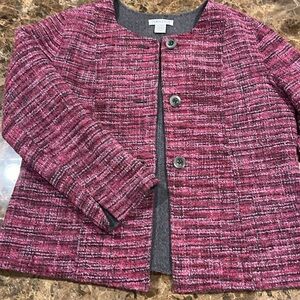 Pendleton Merino Wool Tweed Rose/Gray  Reversible Blazer Button Front Jacket L